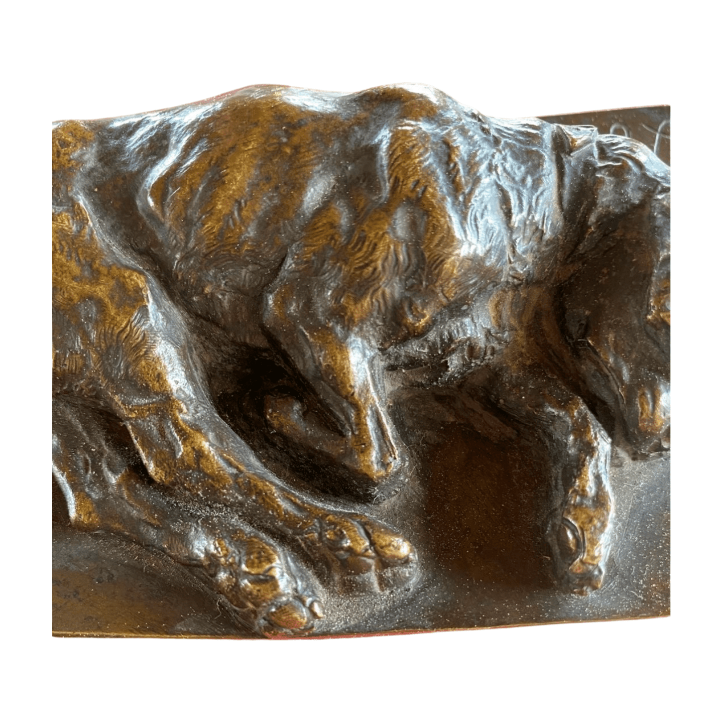 Sculpture bronze basset par Louis Guy, 1876 – Art animalier du XIXᵉ siècle