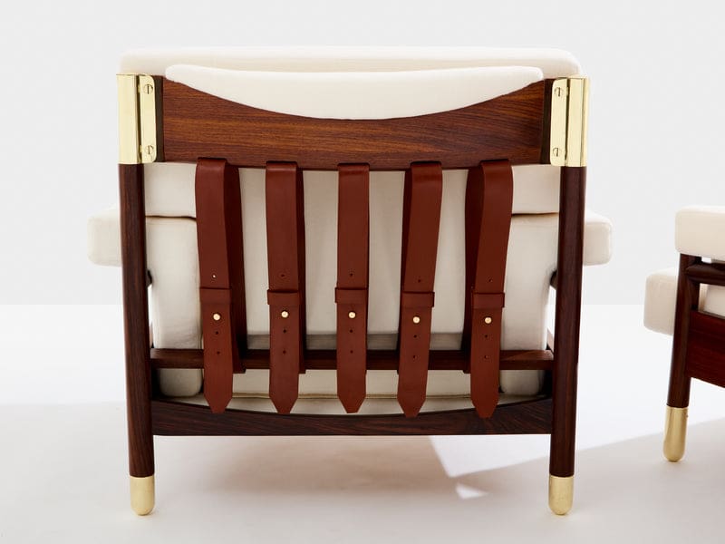 Paire de fauteuils Carlo De Carli en palissandre, cuir et laiton, 1966