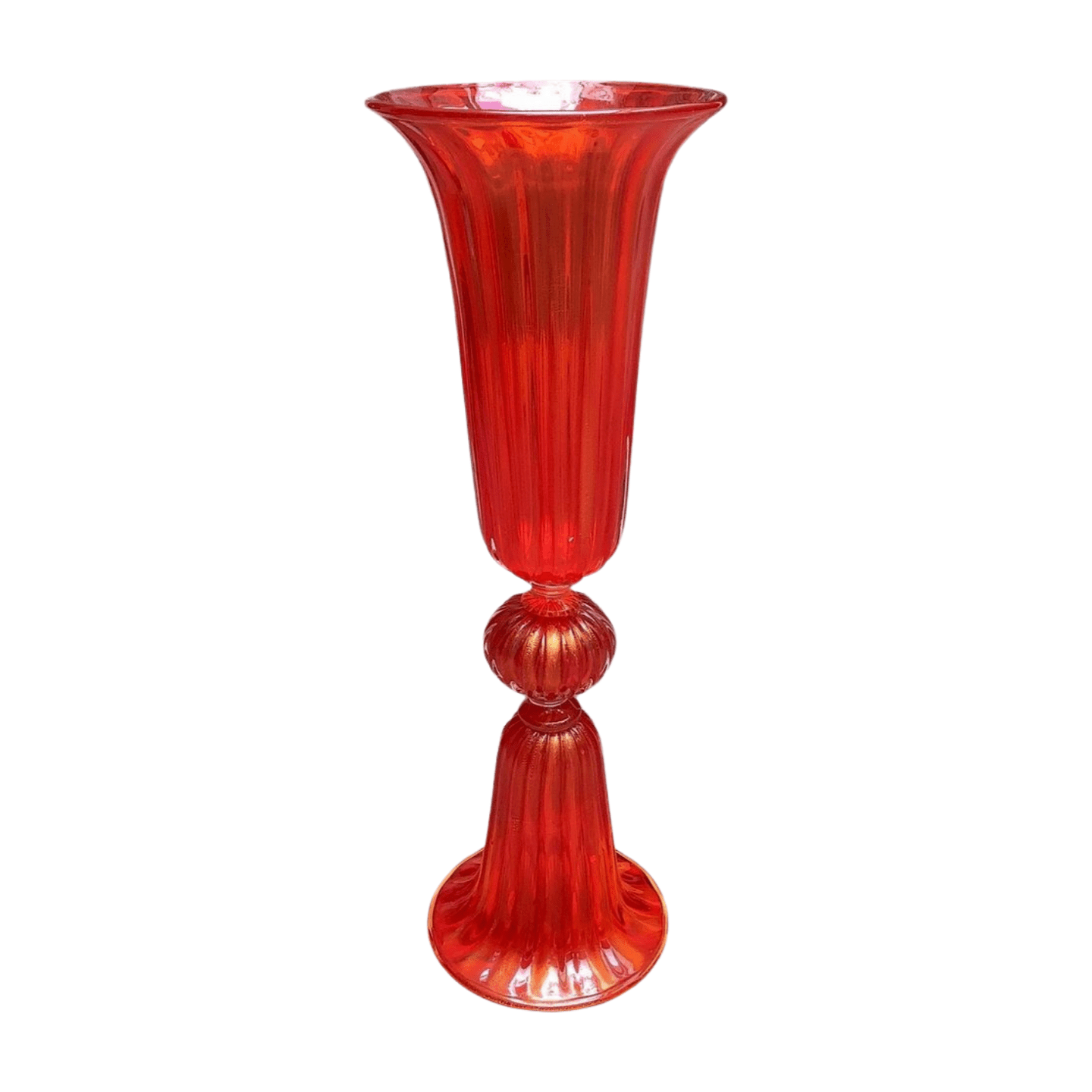 Paire de vases en verre de Murano rouge signés A Dona – Italie, années 1990