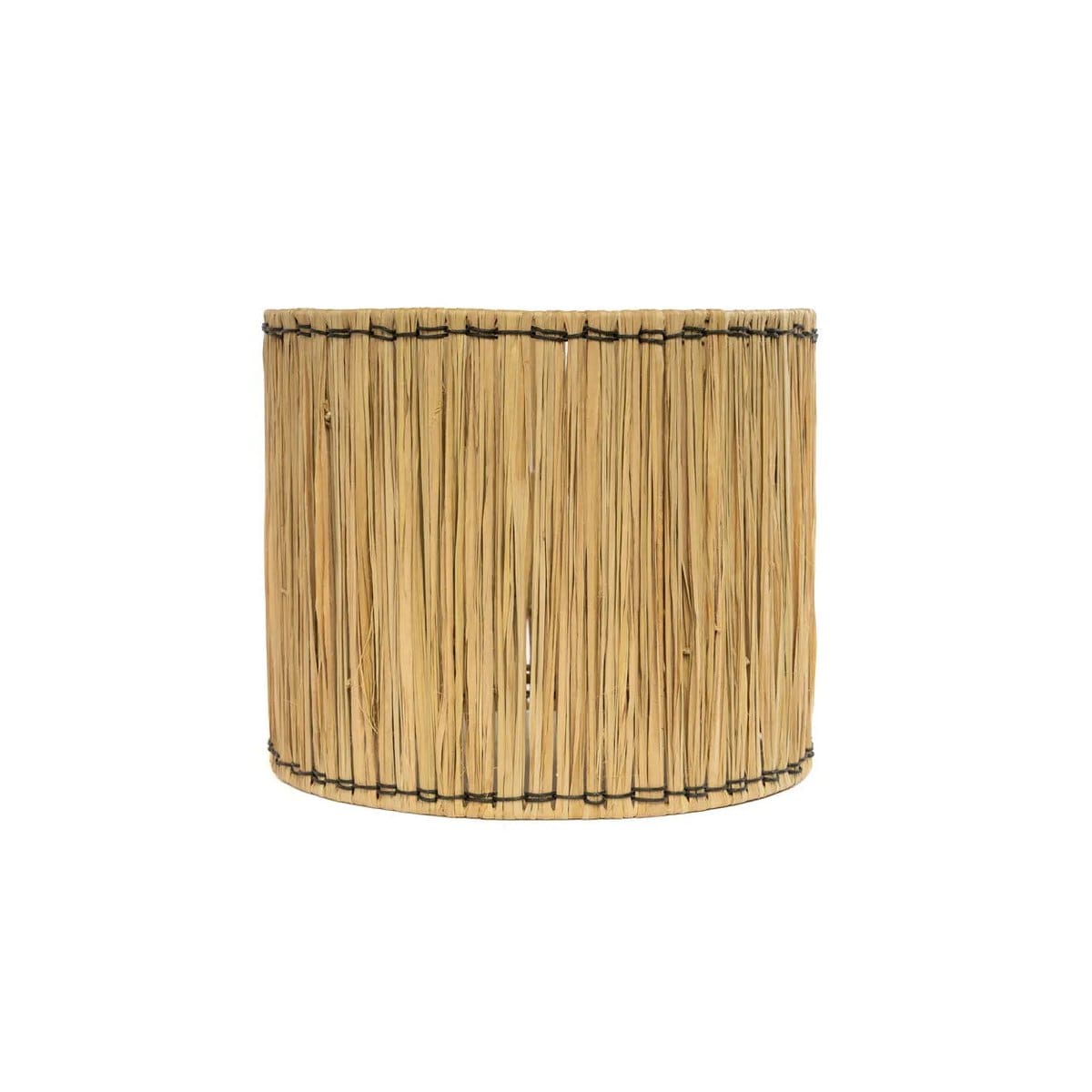 Lampe artisanale Molokai – Pièce en faïence blanche et abat-jour en fibres naturelles (neuf)