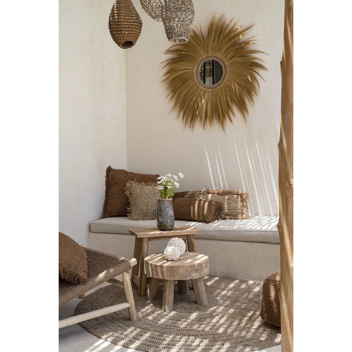 Tapis rond en jonc de mer – Fibres naturelles Ø150 cm (pièce neuve)