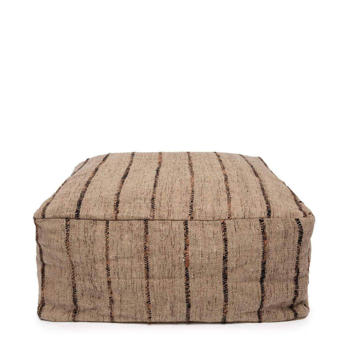 Pouf carré artisanal – Coton rayé fait main, style ethnique chic