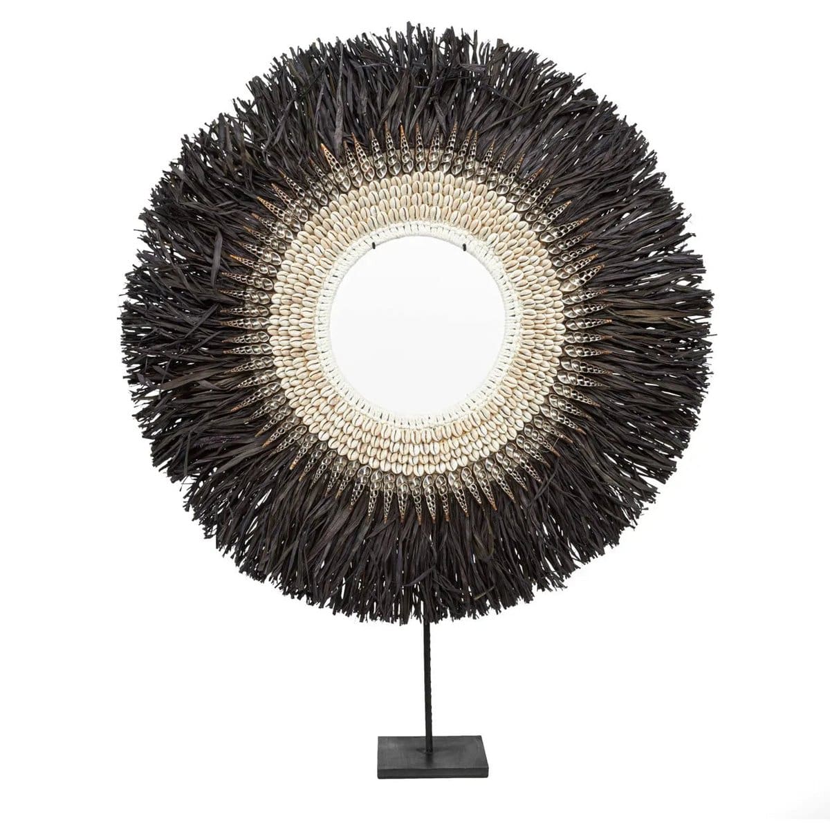 Objet d’art ethnique – Nassau Hoop, cerceau en raphia et coquillages, fabrication artisanale – L