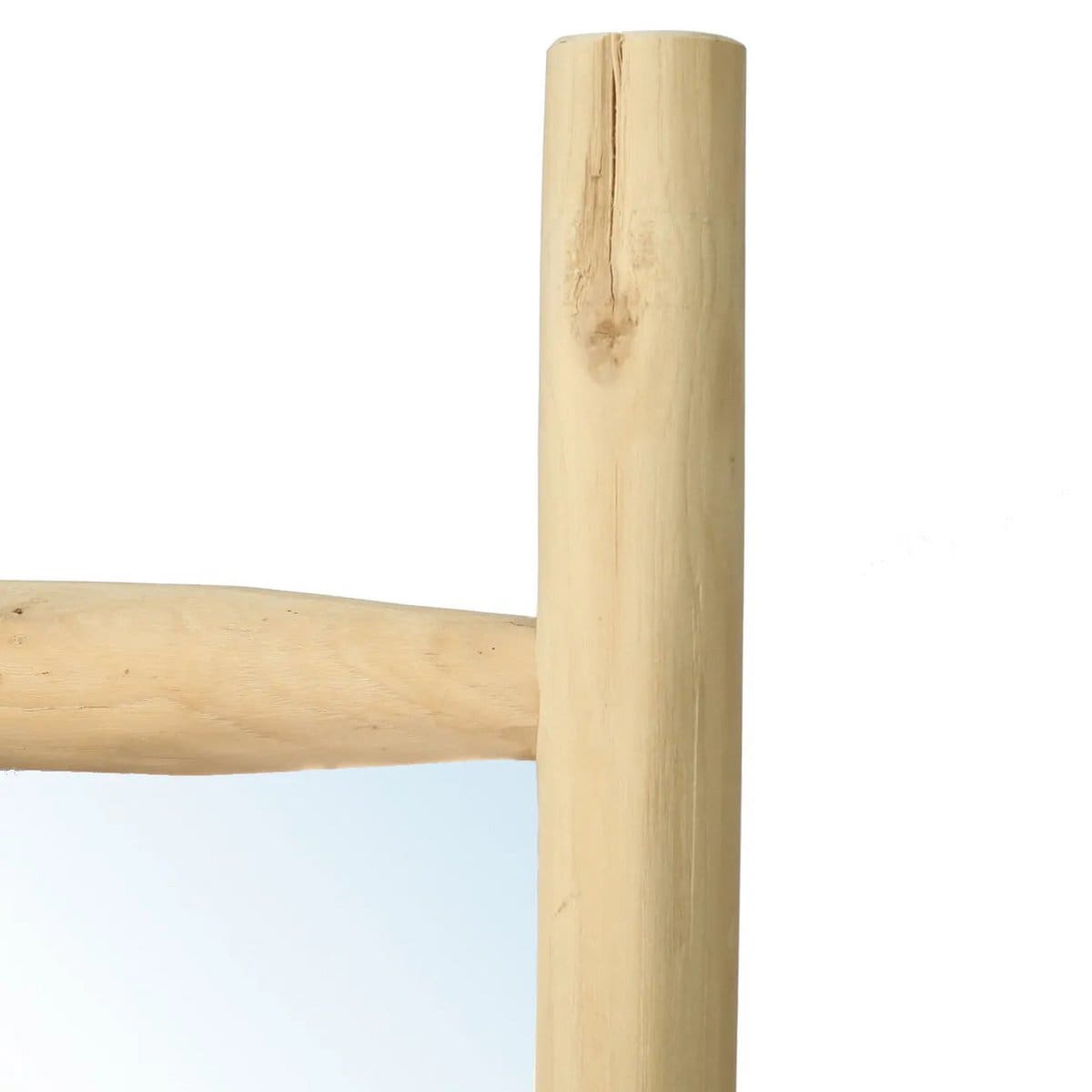 Miroir de sol naturel – Cadre en teck brut façonné à la main (pièce neuve)