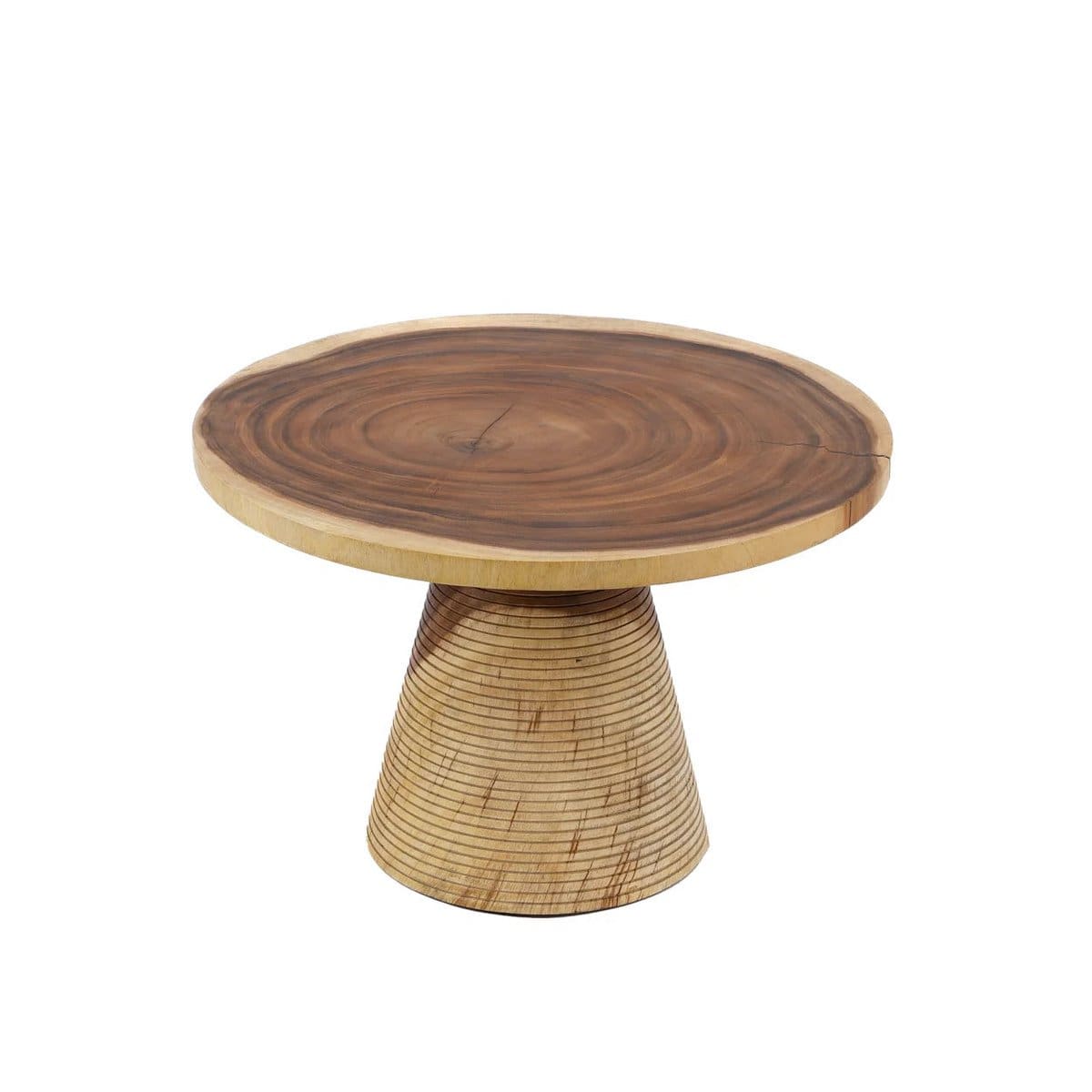Table basse naturelle – Bois de Suar sculpté et poli (pièce neuve)