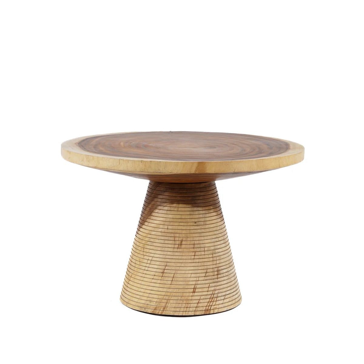 Table basse naturelle – Bois de Suar sculpté et poli (pièce neuve)