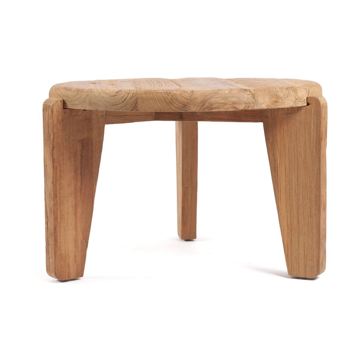 Table basse en teck recyclé – Wabi Sabi L, design brut et généreux (pièce neuve)