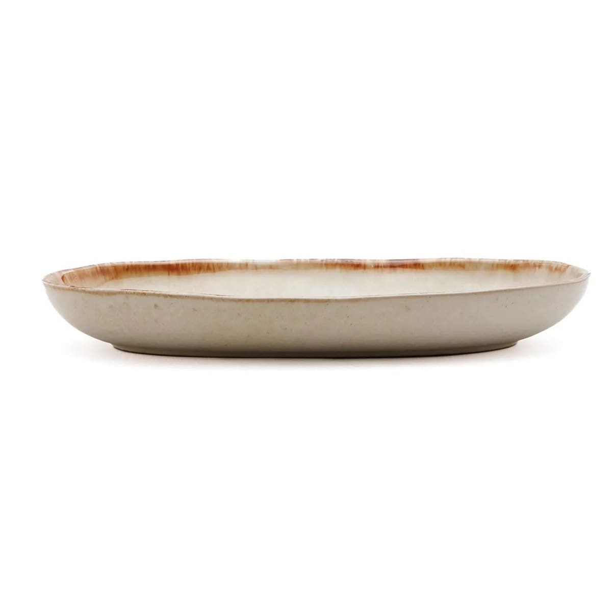 Assiettes ovales Cascais – Céramique portugaise blanche et dorée (lot de 6, pièces neuves)