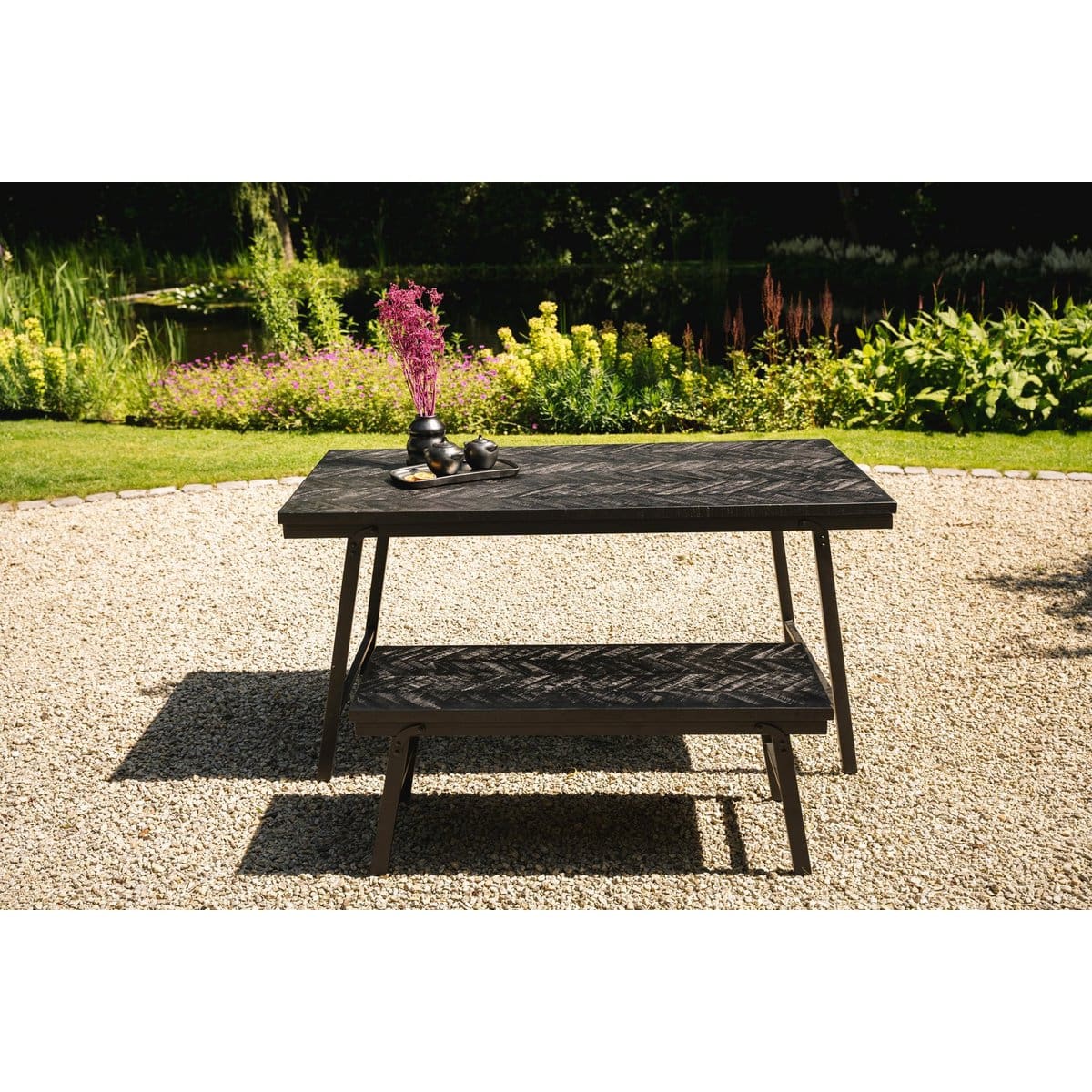 La Table de Marché à Chevrons – Noir – 200cm