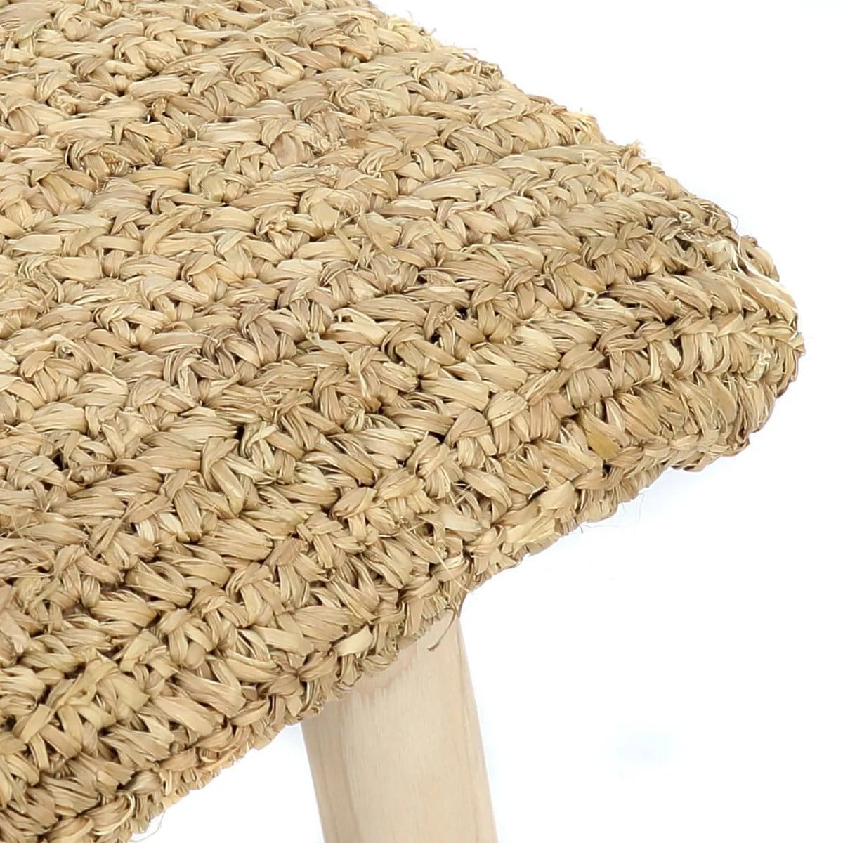 Banc en raphia et bois de teck – Fabrication artisanale sur commande (pièce neuve)