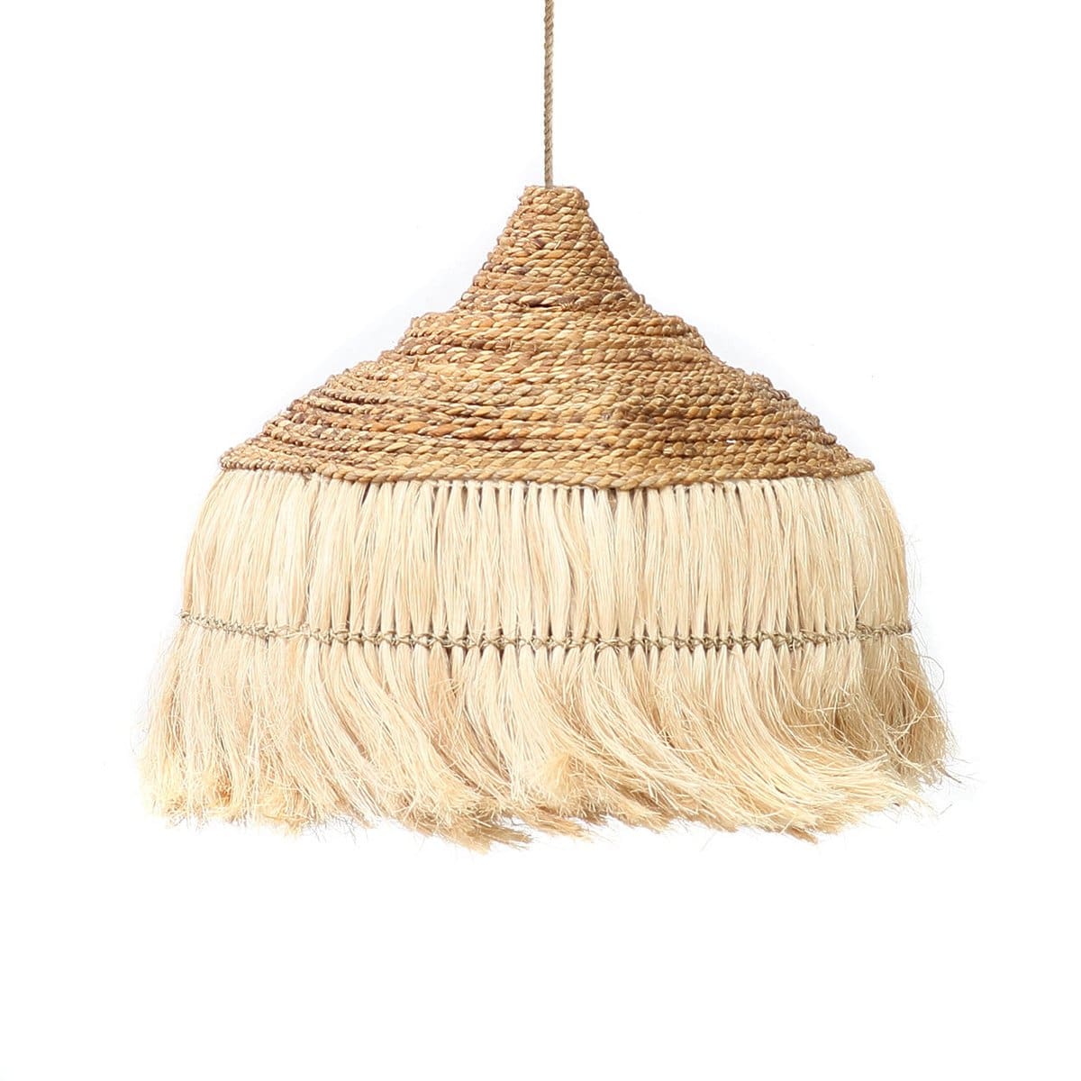 Suspension bohème – Tressage en herbe d’Abaca naturelle Ø50 cm (pièce neuve)