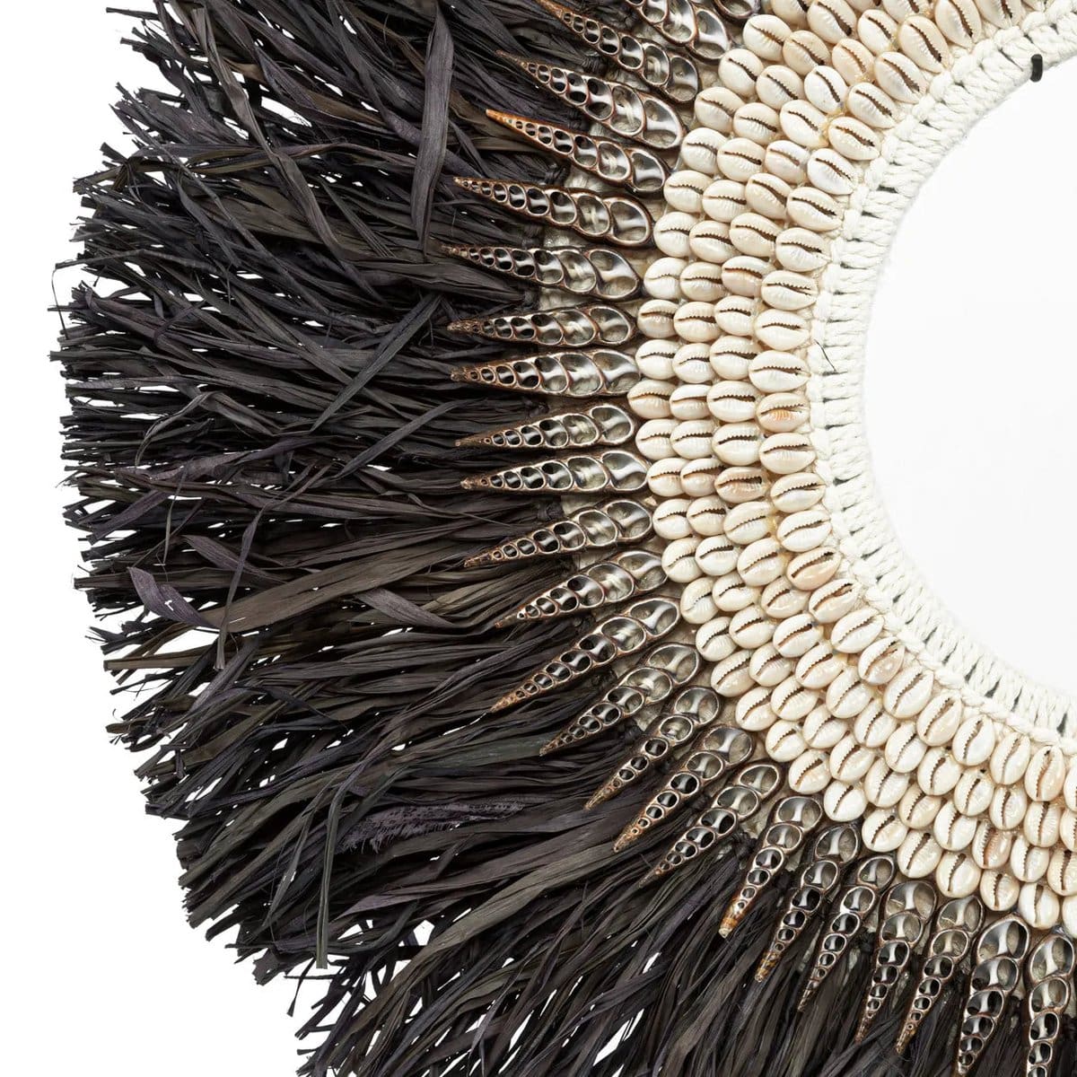 Objet d’art ethnique – Nassau Hoop, cerceau en raphia et coquillages, fabrication artisanale – L