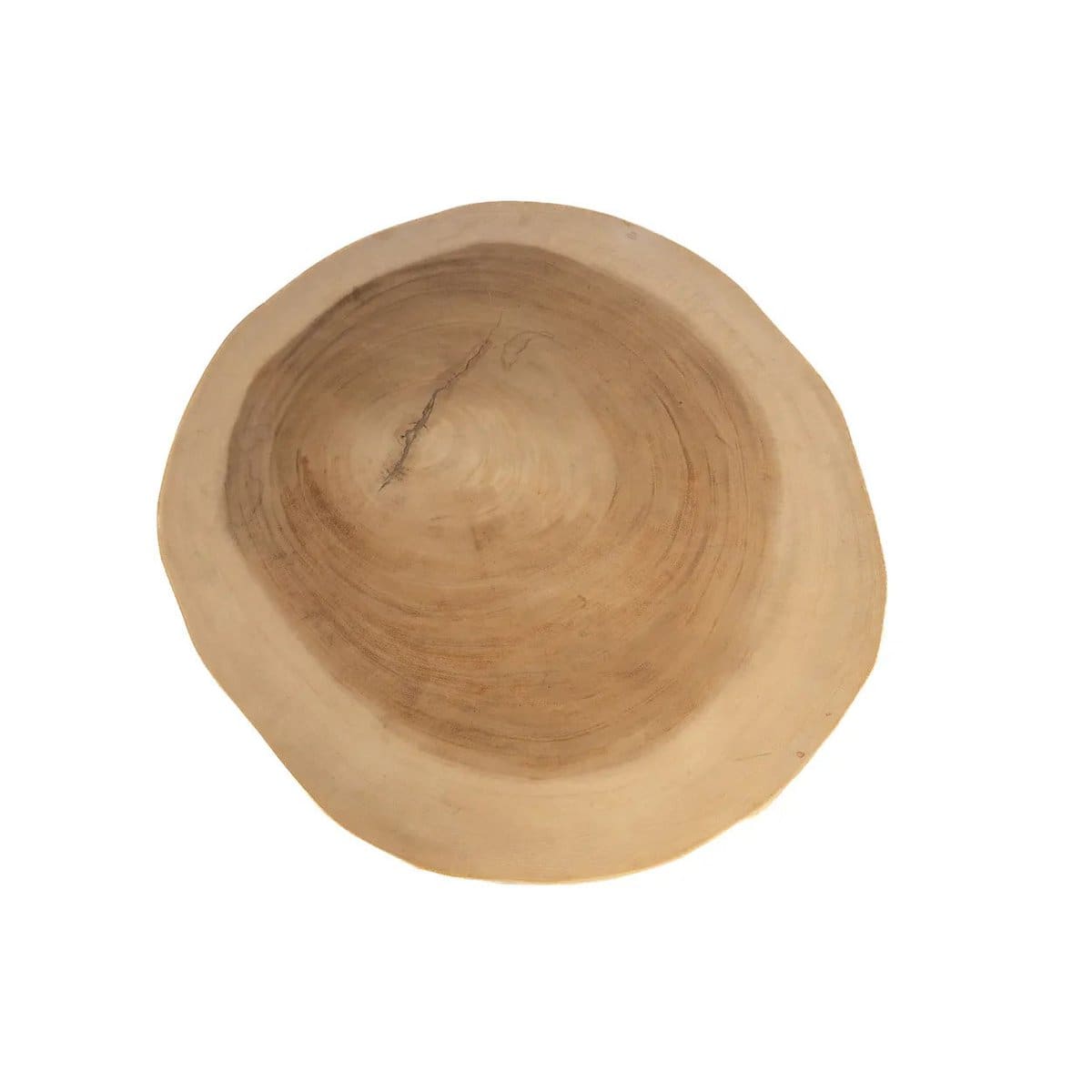 Table basse naturelle – Bois de teck sculpté et piétement entrelacé (pièce neuve)