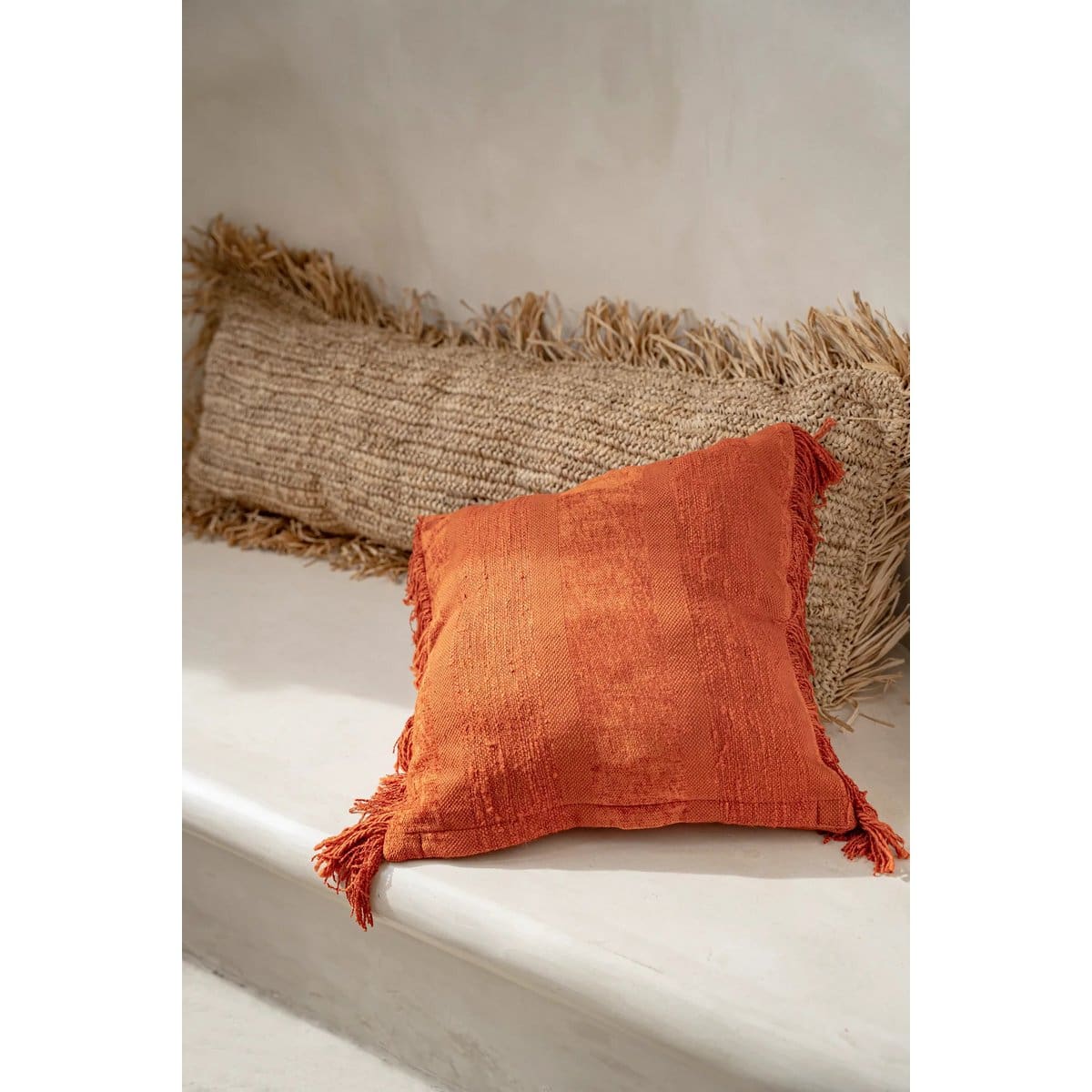La Housse de Coussin Raphia Rectangulaire – Naturel – 35×100