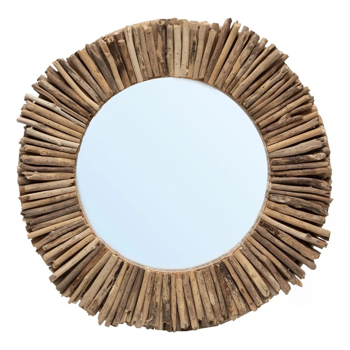 Miroir rond en bois flotté – Pièce artisanale unique venue d’Indonésie (neuf) – M