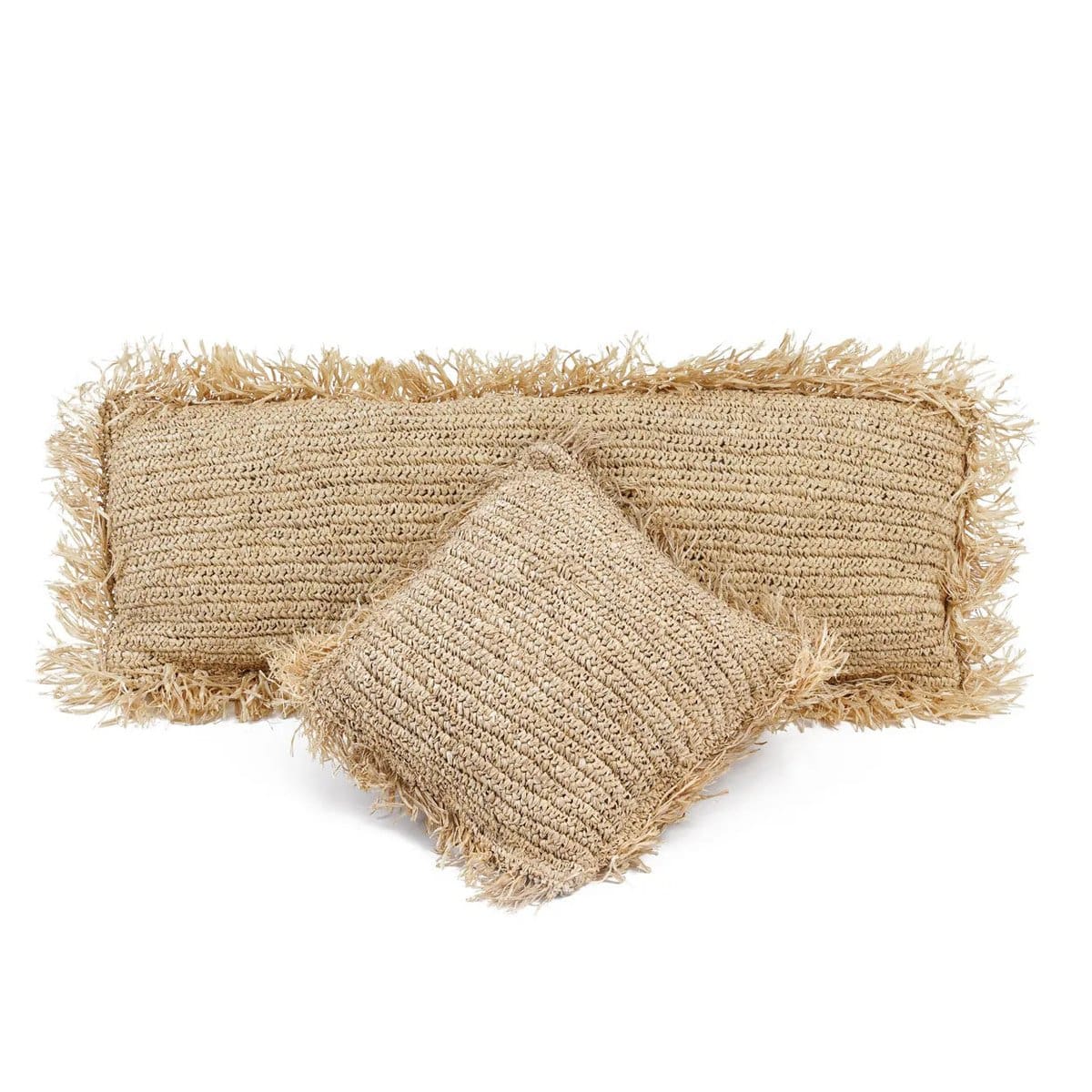 La Housse de Coussin Raphia Rectangulaire – Naturel – 35×100