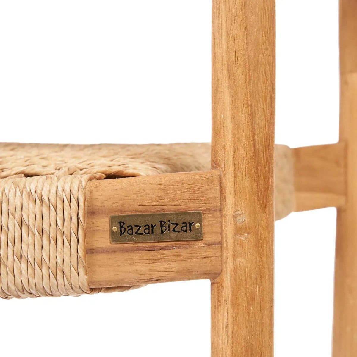 Chaise en bois pour extérieur – Modèle Pandan avec assise en fibre tressée (pièce neuve)
