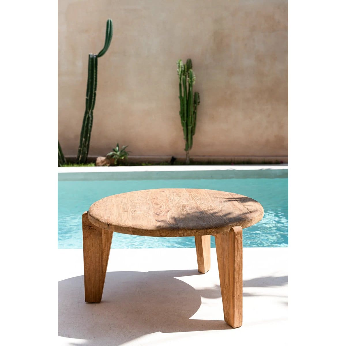 Table basse en teck recyclé – Wabi Sabi L, design brut et généreux (pièce neuve)