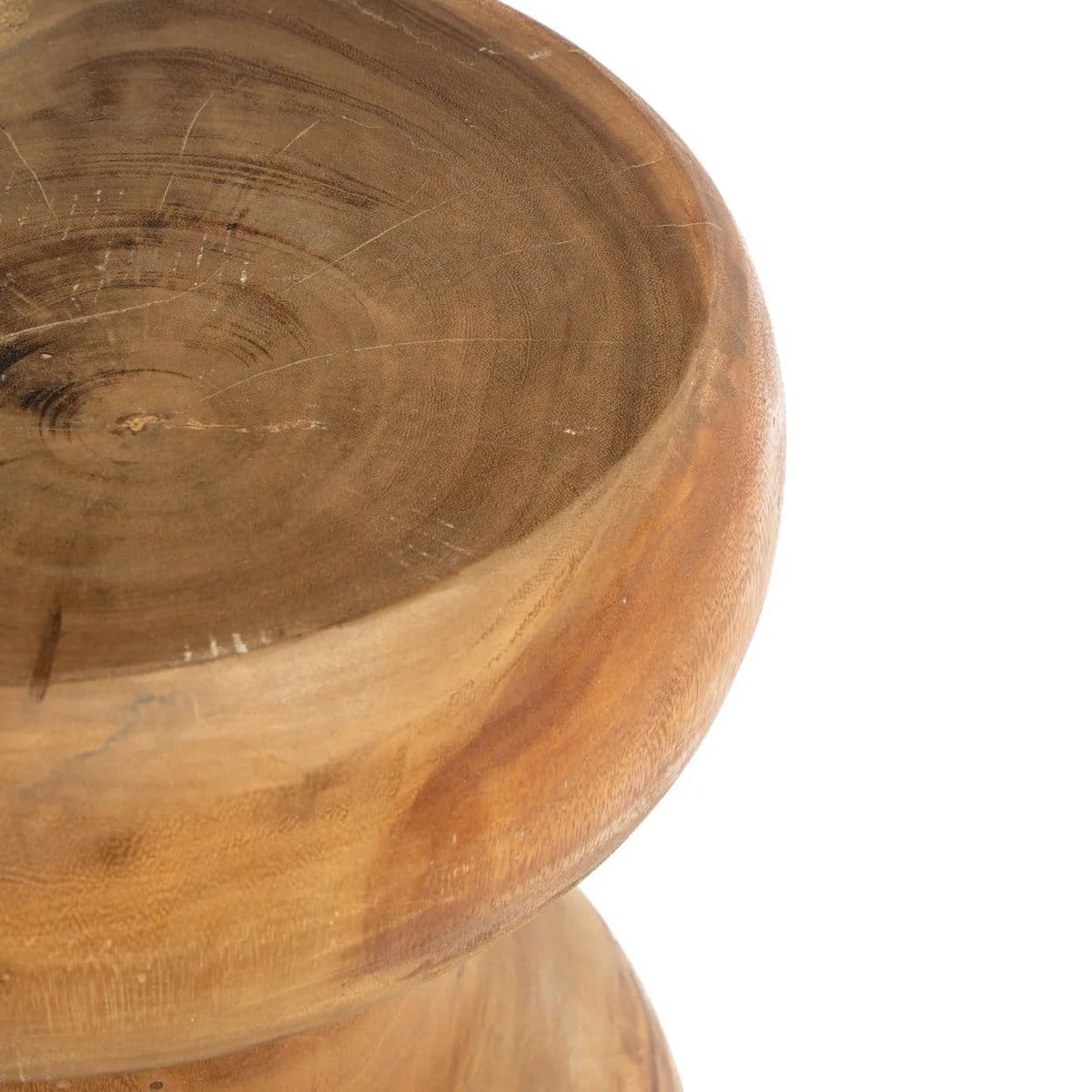 Wayra Sculptural – Tabouret en bois de suar massif à forme organique (pièce neuve)