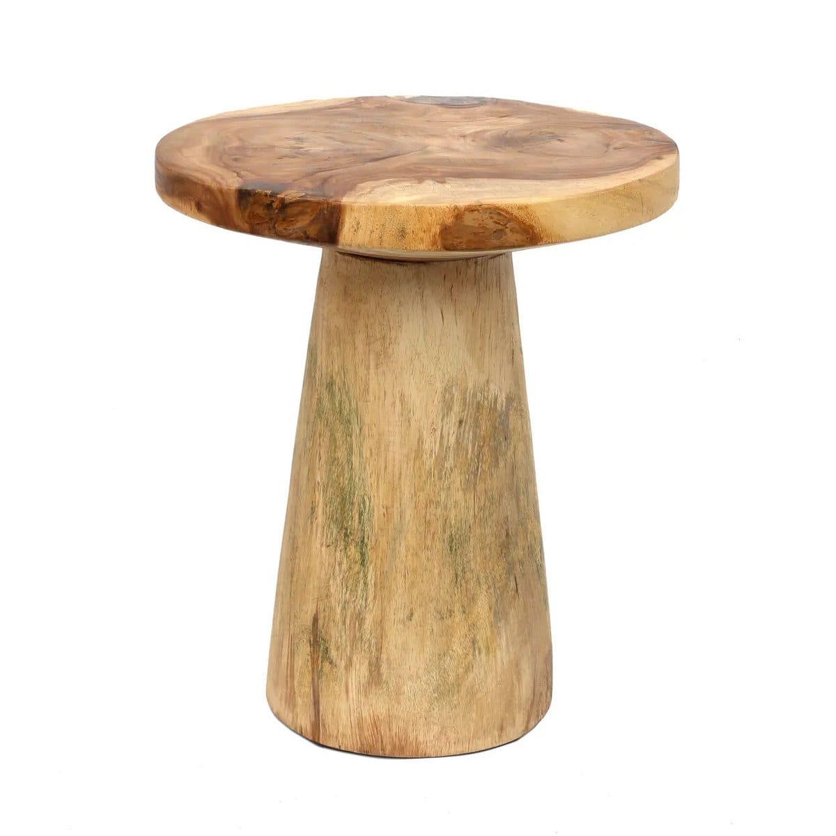 Table d’appoint en bois massif – Timber Conic, sculpture artisanale indonésienne (neuve)