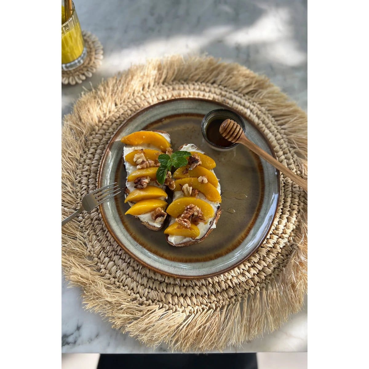 Assiettes à salade craquelées en céramique du Portugal (lot neuf de 6) M