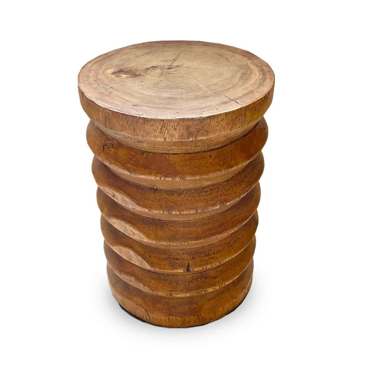 Cannelures Naturelles – Tabouret Galapagos en suar brut façonné à la main (Indonésie, neuf)