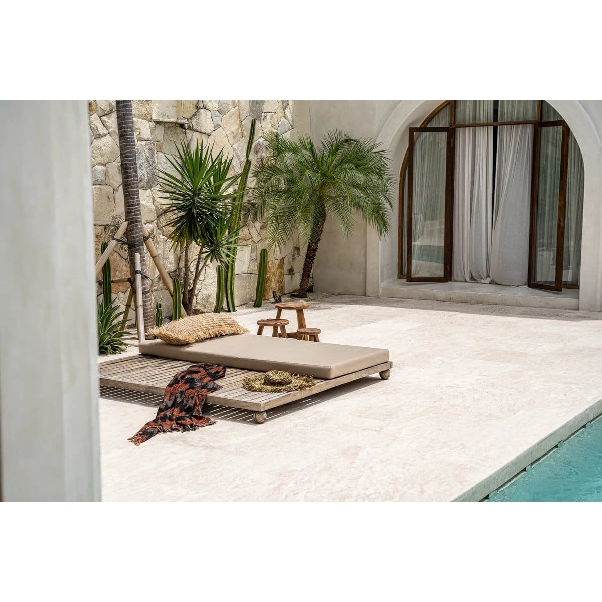 La Housse de Coussin Raphia Rectangulaire – Naturel – 35×100