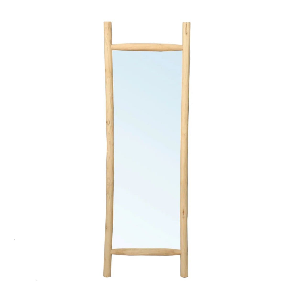 Miroir de sol naturel – Cadre en teck brut façonné à la main (pièce neuve)