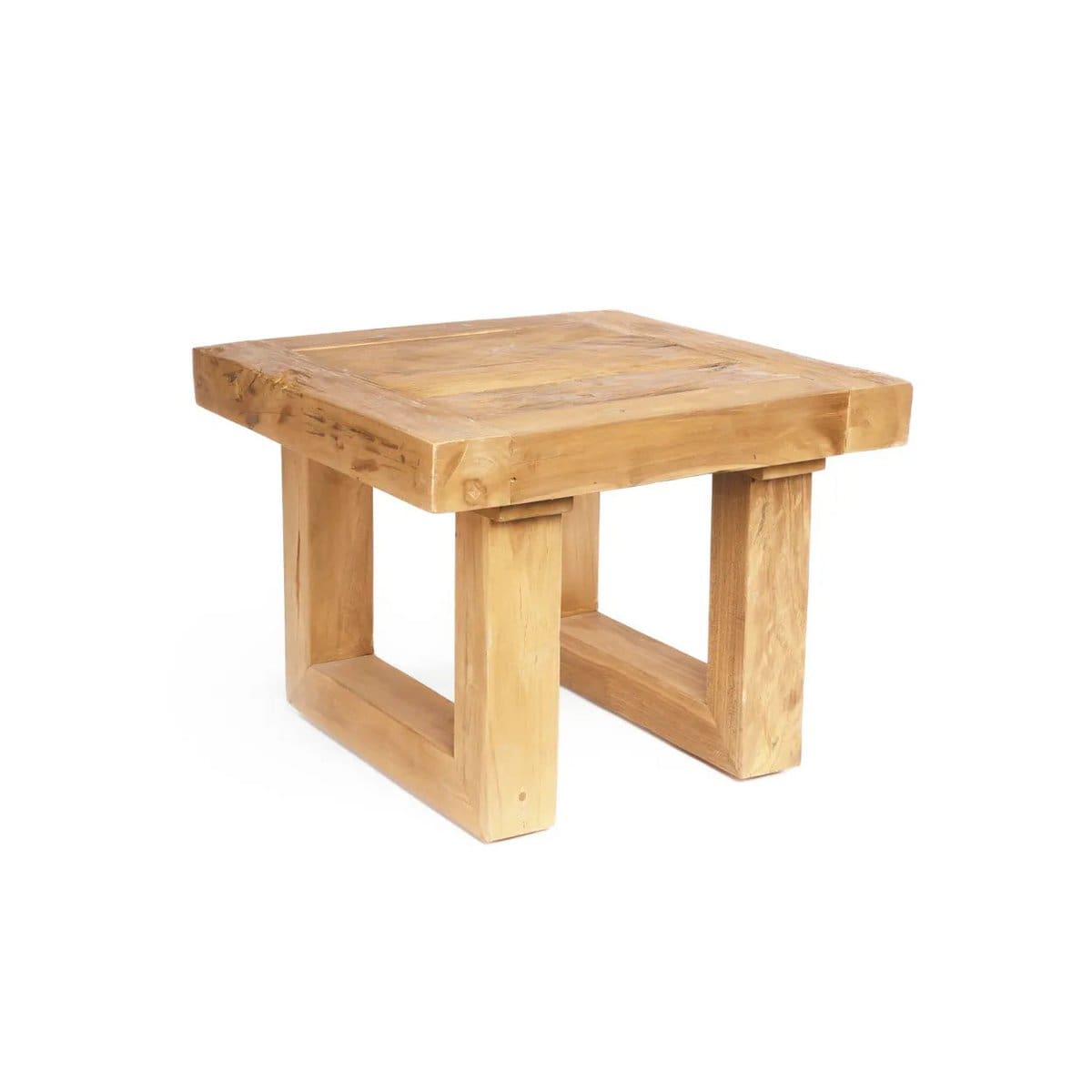 Table d’appoint naturelle – Teck de récupération, fabrication artisanale indonésienne (neuf)