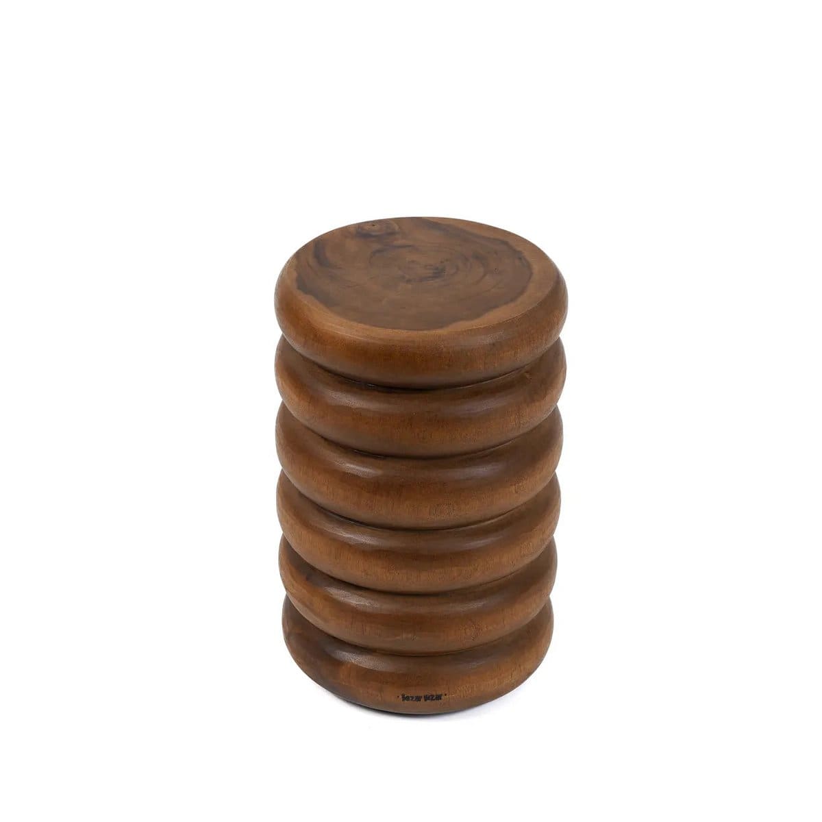 Tabouret Umiko en bois de suar – Design en anneaux et esprit contemporain naturel (pièce neuve)