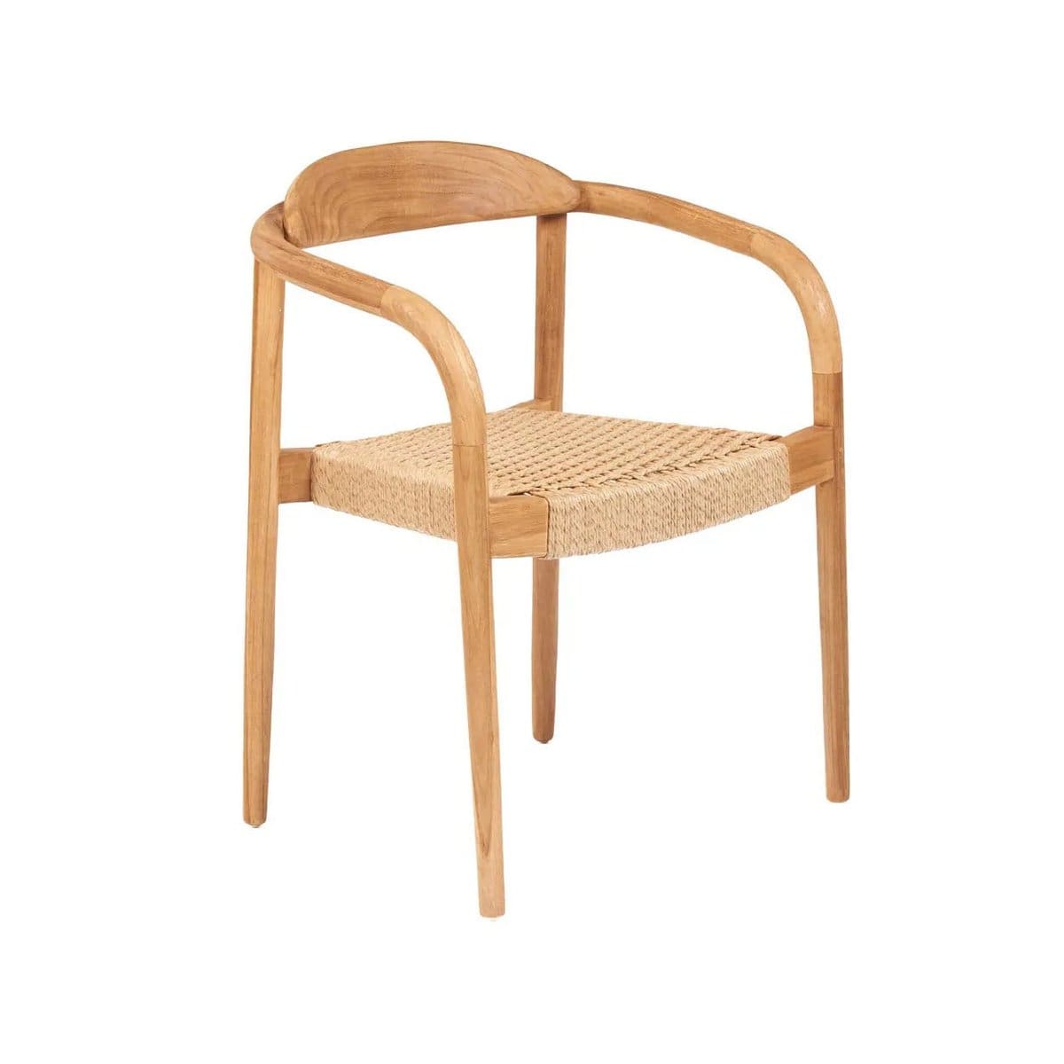Chaise en bois pour extérieur – Modèle Pandan avec assise en fibre tressée (pièce neuve)