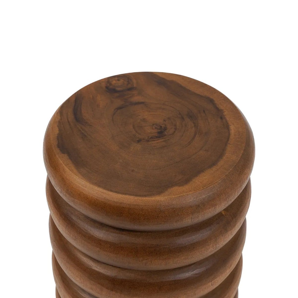 Tabouret Umiko en bois de suar – Design en anneaux et esprit contemporain naturel (pièce neuve)