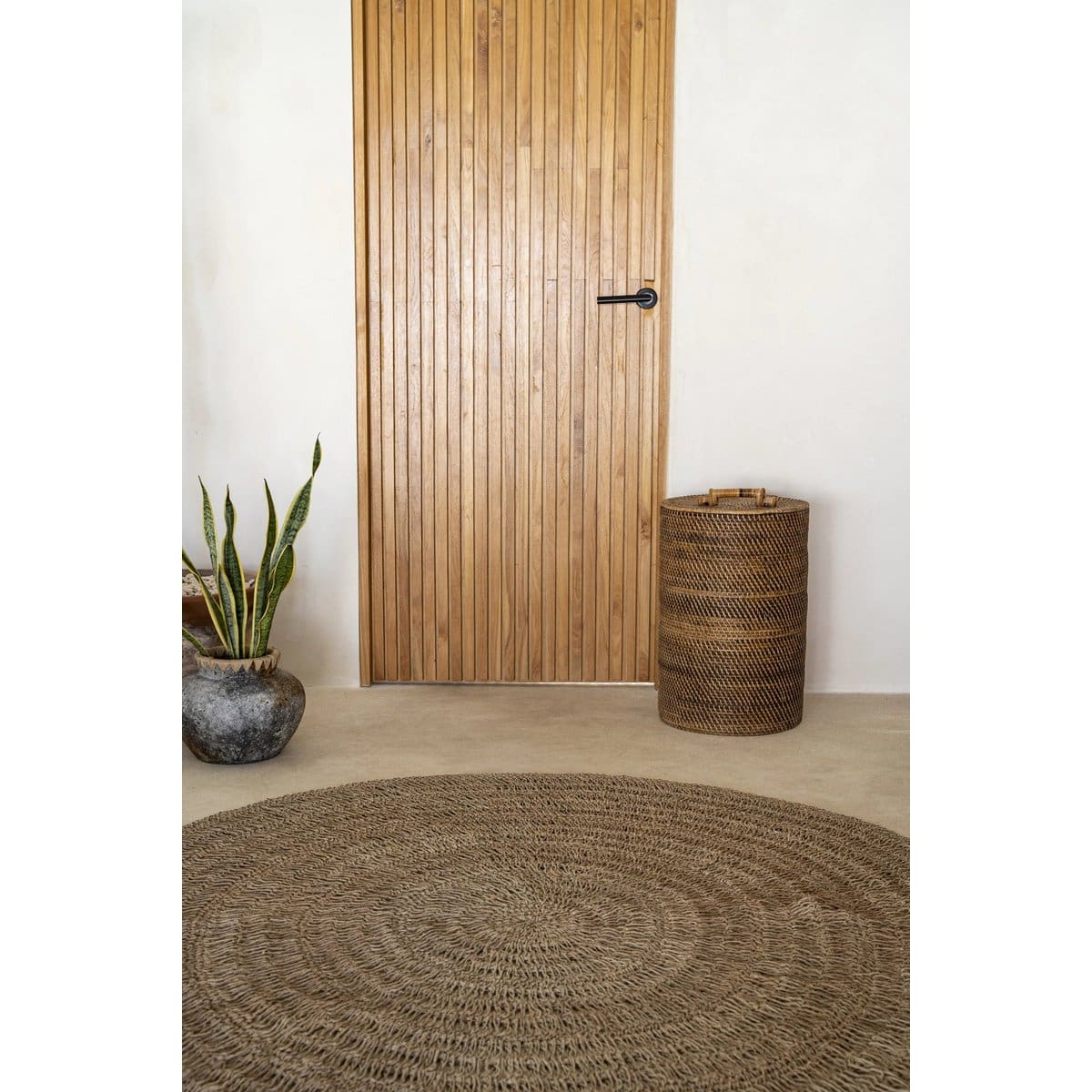 Tapis rond en jonc de mer – Fibres naturelles Ø150 cm (pièce neuve)