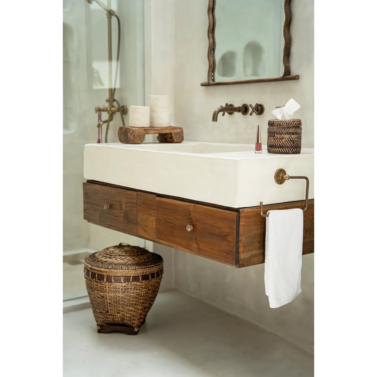 Le Panier de Rangement Colonial – Brun Naturel – L