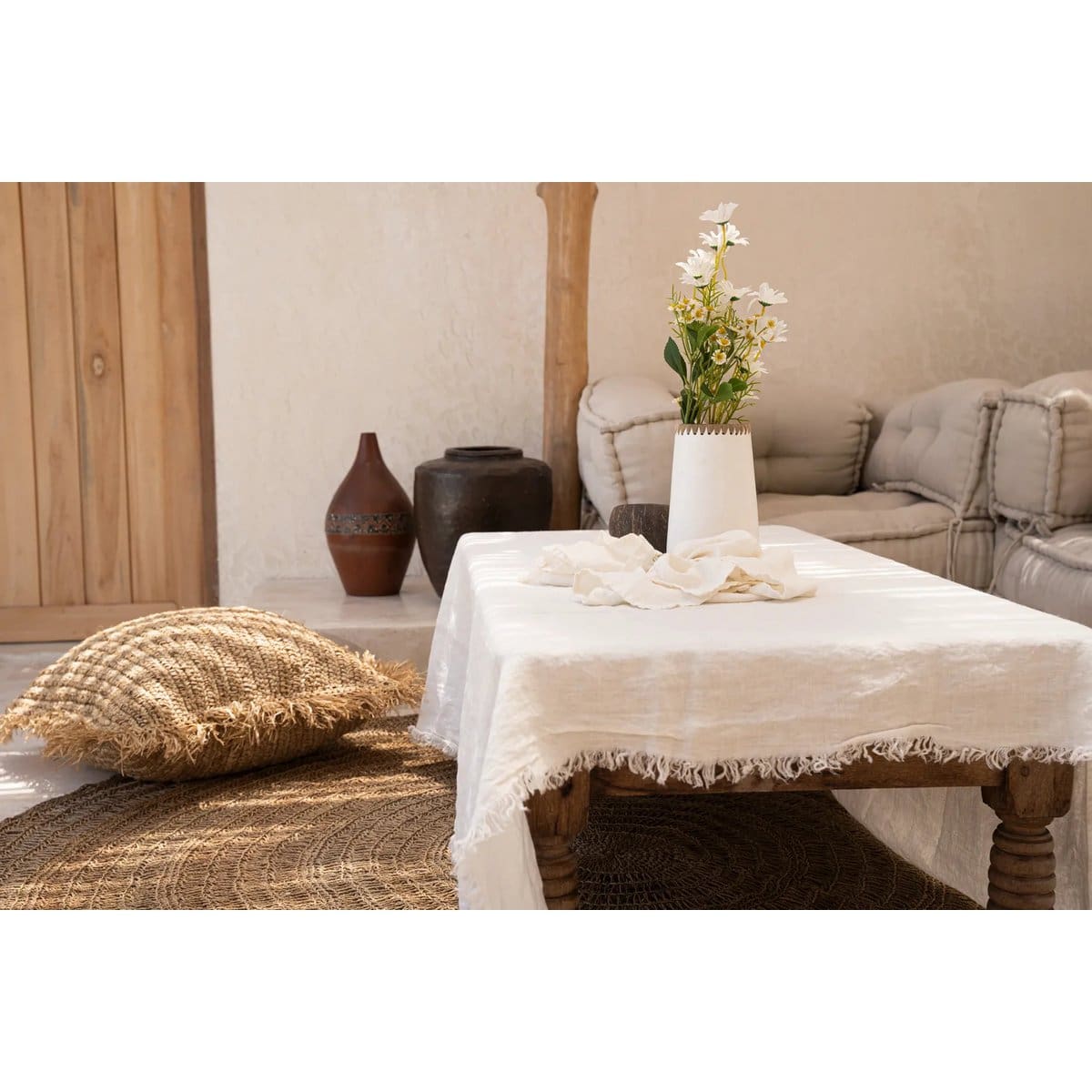 La Nappe en Lin – Blanc – 150×250