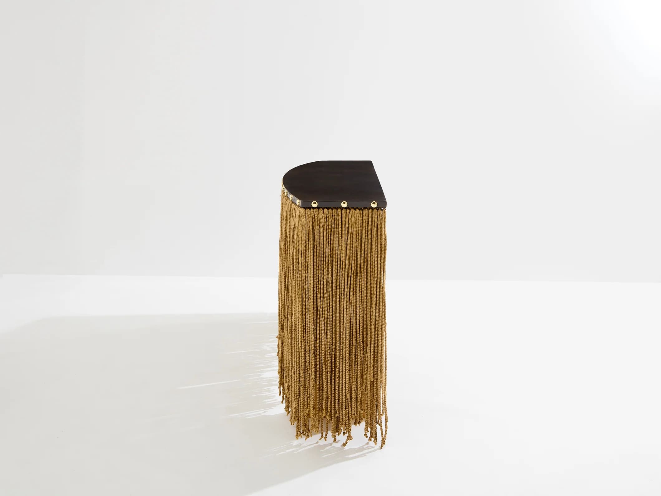 Console Sergio Ponzio – Pièce unique, métal patiné et cordes, Italie 1970