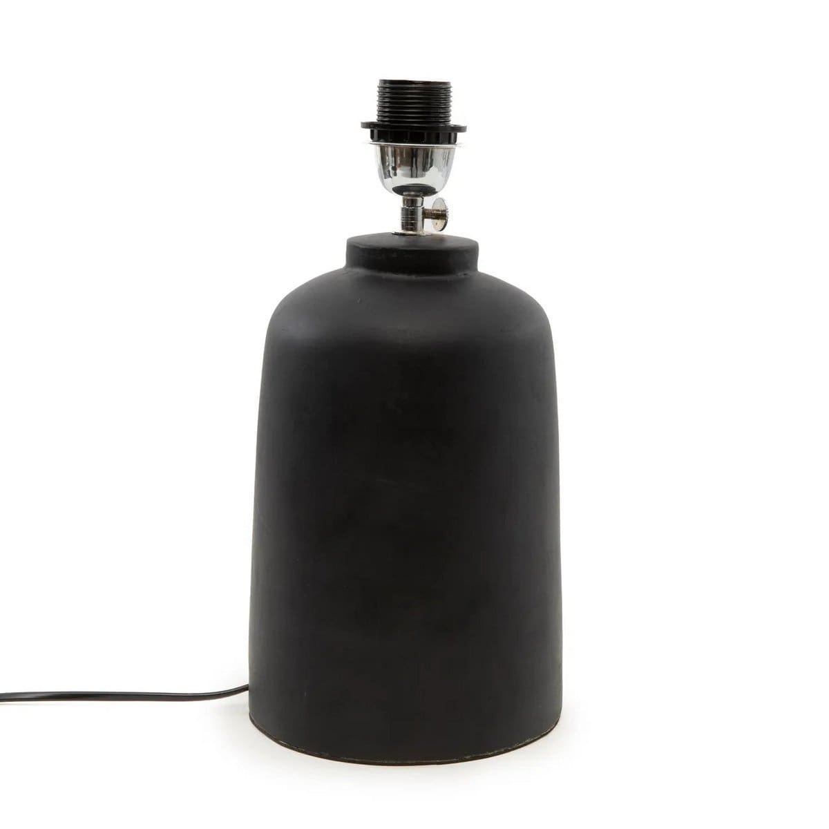 Épure Nocturne – Base de lampe moderne en faïence noire mate