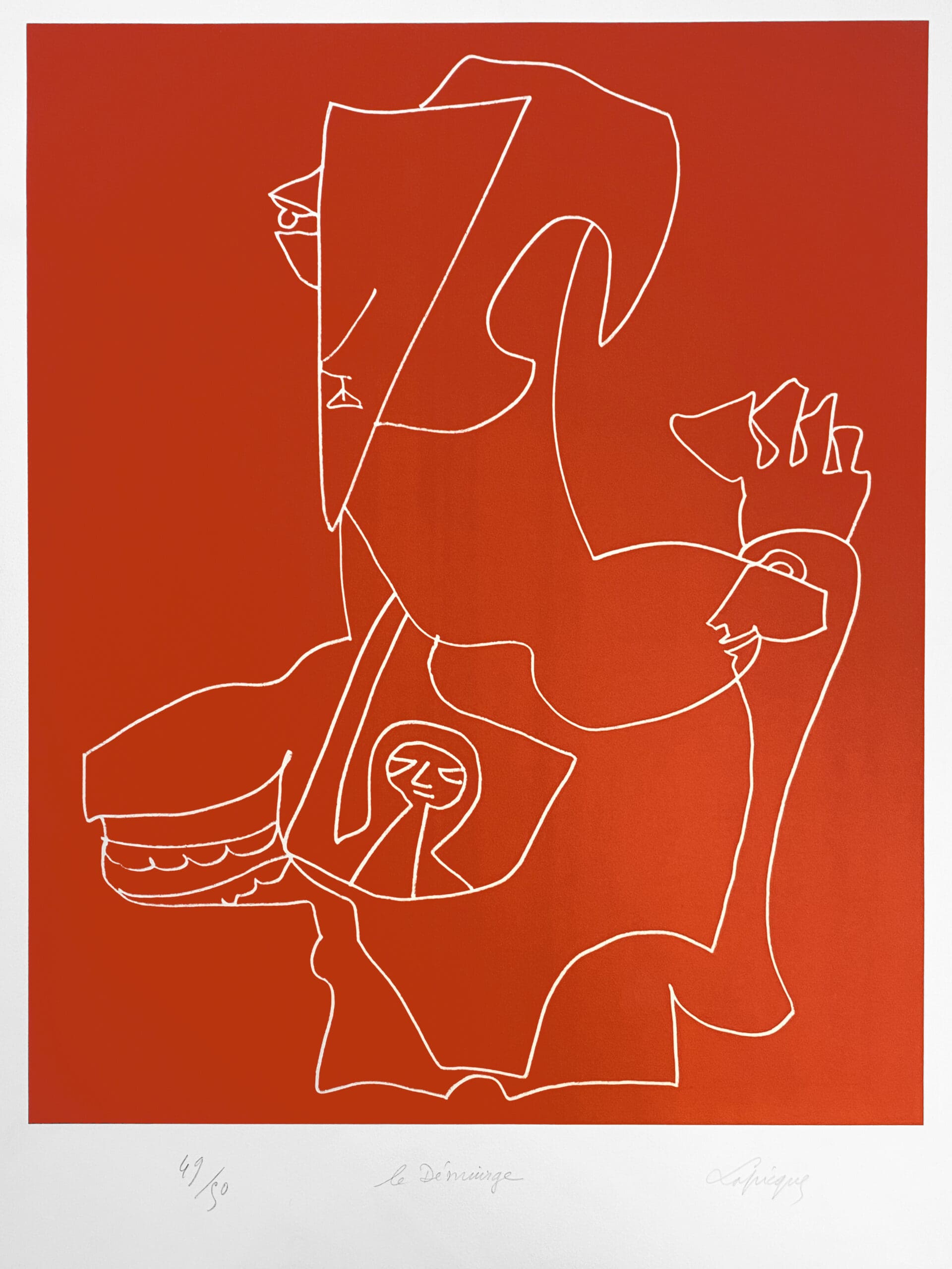 Charles Lapique – Le Démiurge, lithographie originale signée, 1966, tirage 49/50
