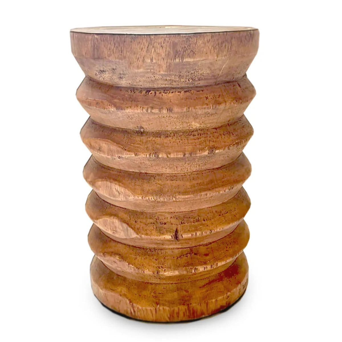 Cannelures Naturelles – Tabouret Galapagos en suar brut façonné à la main (Indonésie, neuf)