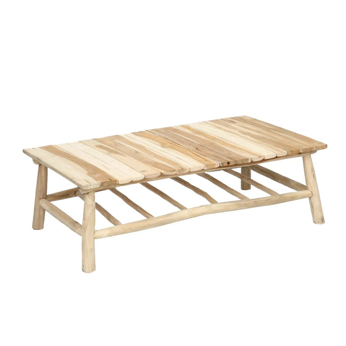 Table basse rectangulaire en teck massif – Esprit naturel, finition artisanale