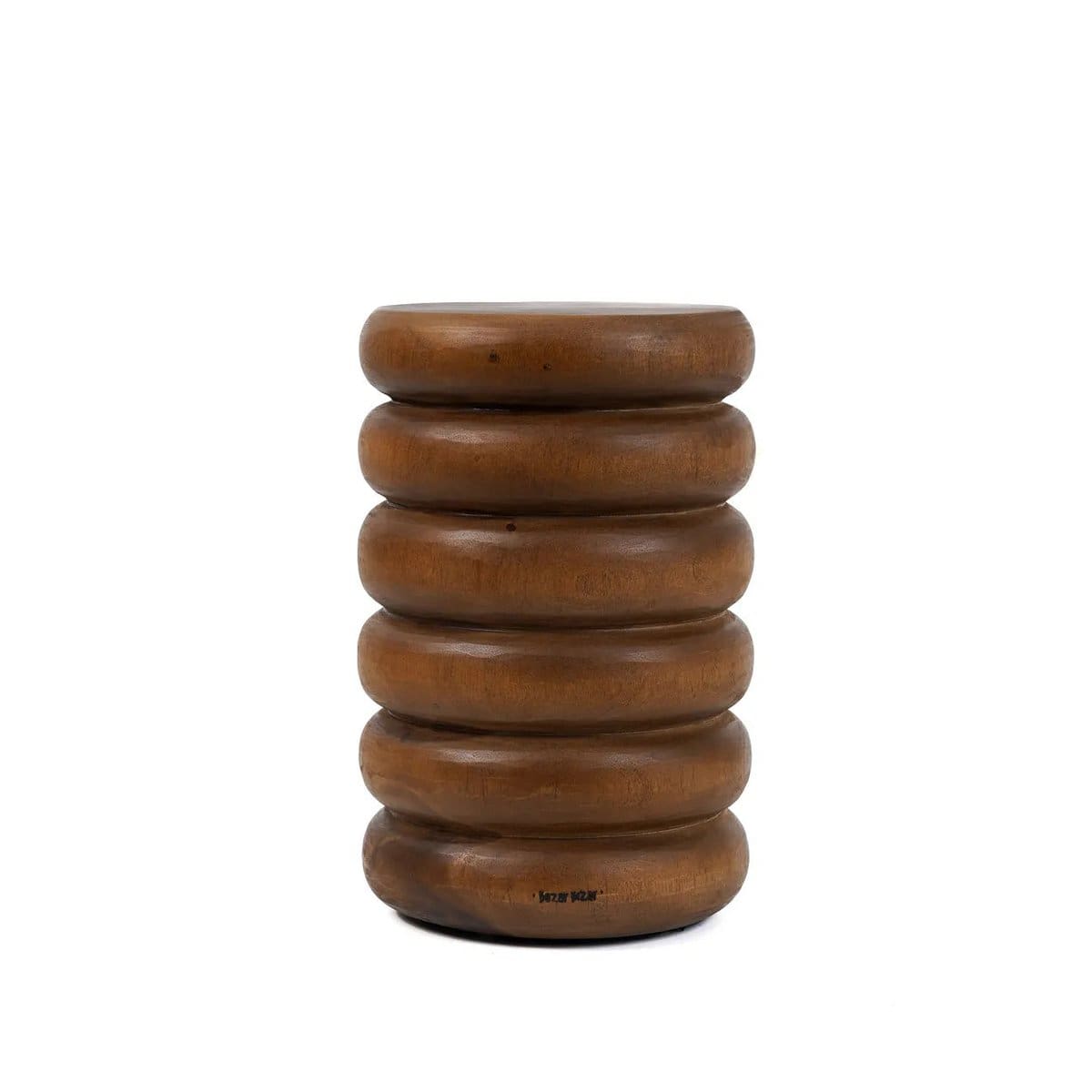 Tabouret Umiko en bois de suar – Design en anneaux et esprit contemporain naturel (pièce neuve)