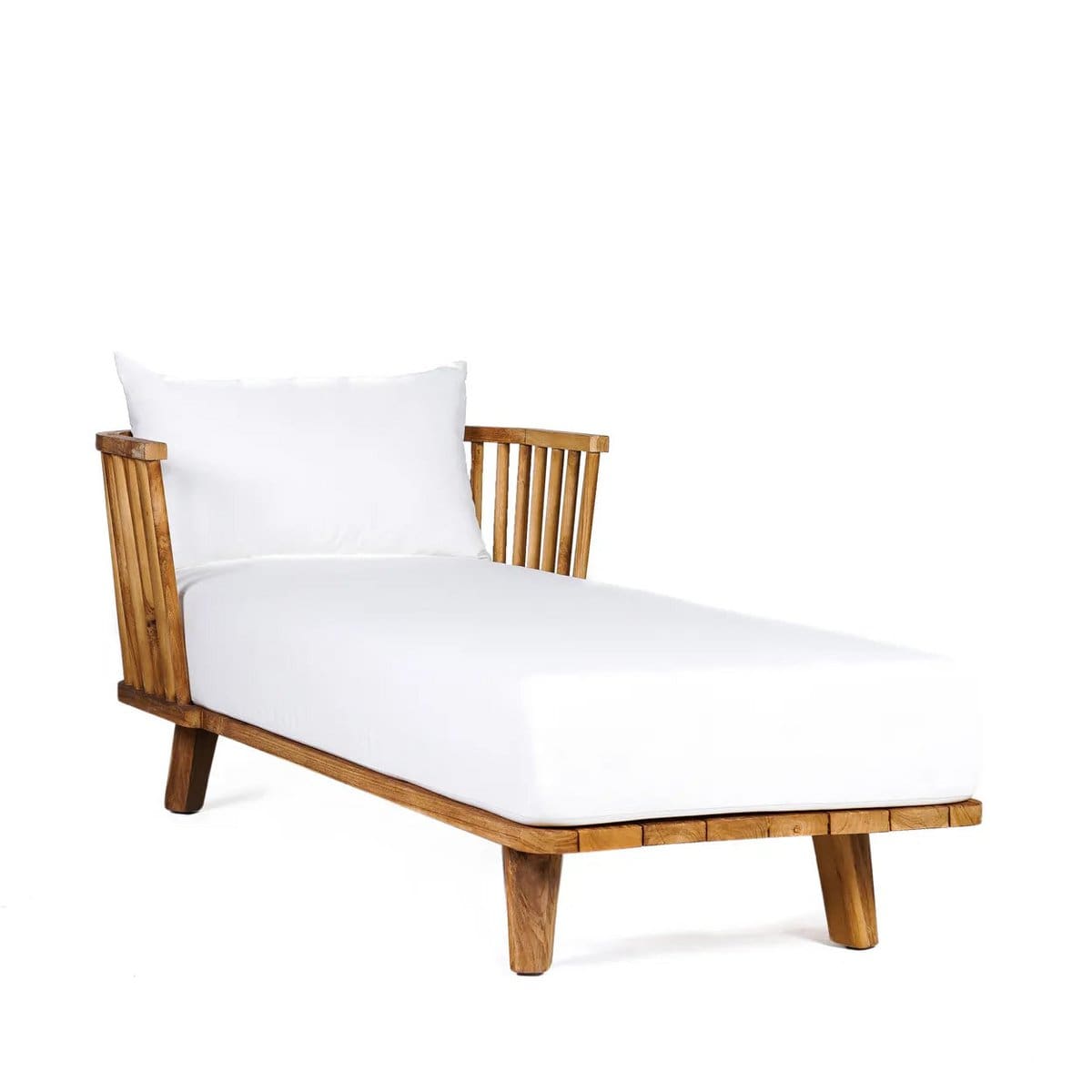 Lit de repos en teck – Structure écoresponsable et confort extérieur, 200 cm