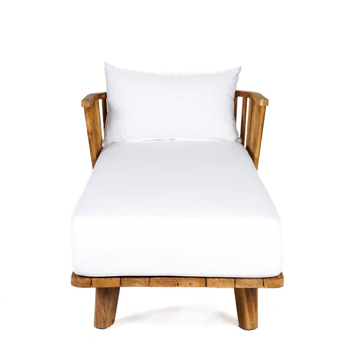 Lit de repos en teck – Structure écoresponsable et confort extérieur, 200 cm