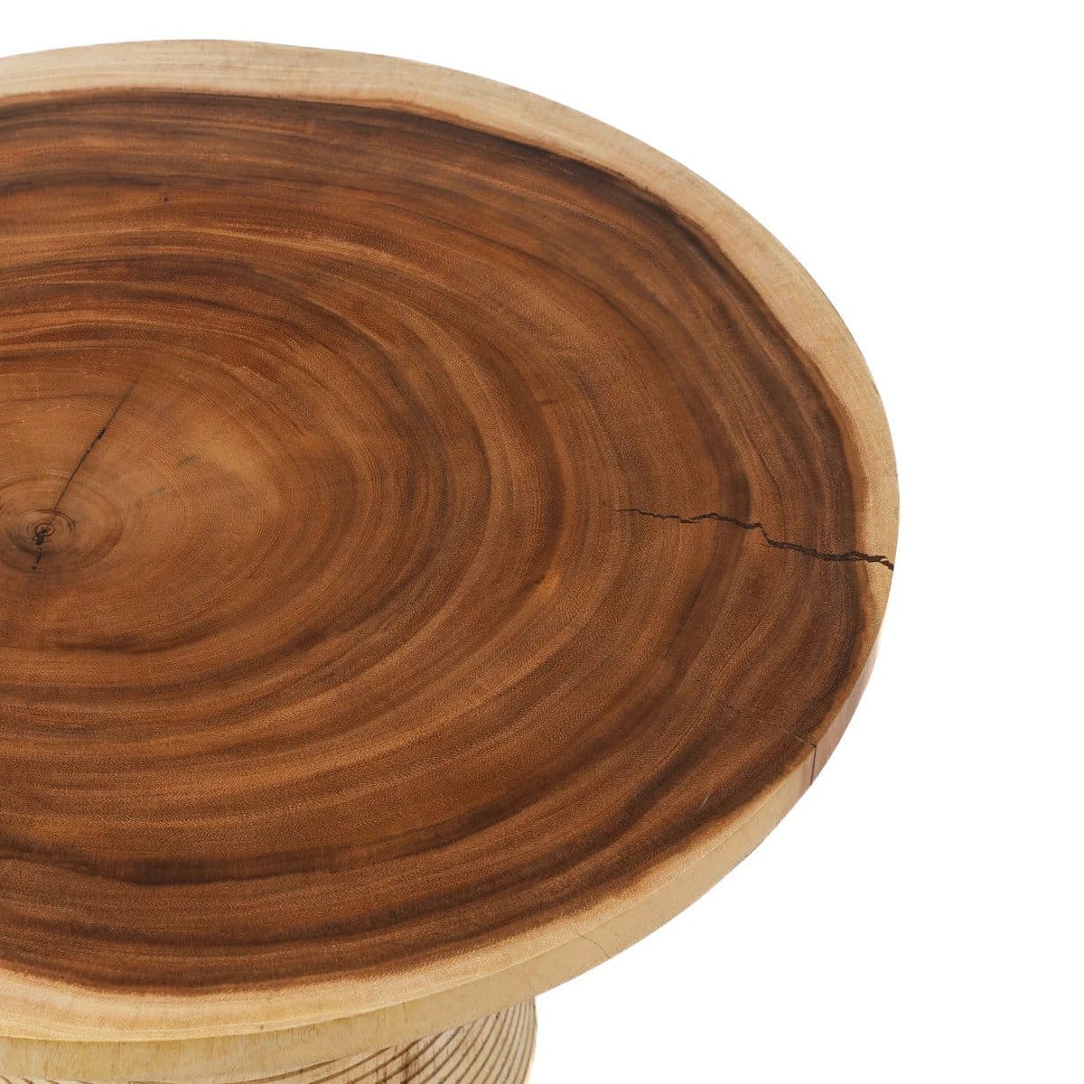 Table basse naturelle – Bois de Suar sculpté et poli (pièce neuve)