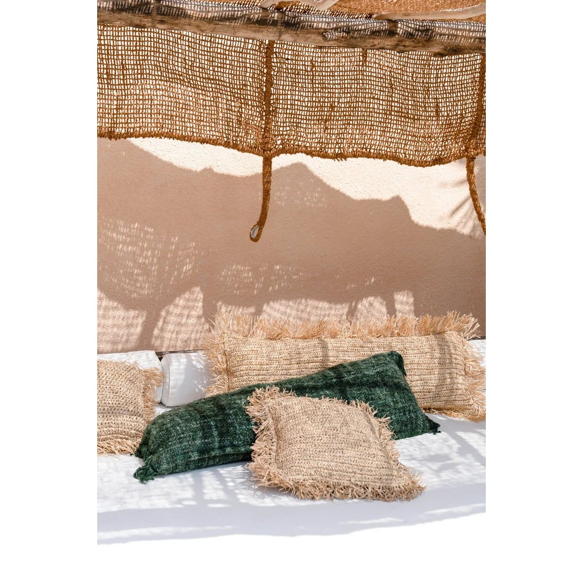 La Housse de Coussin Raphia Rectangulaire – Naturel – 35×100