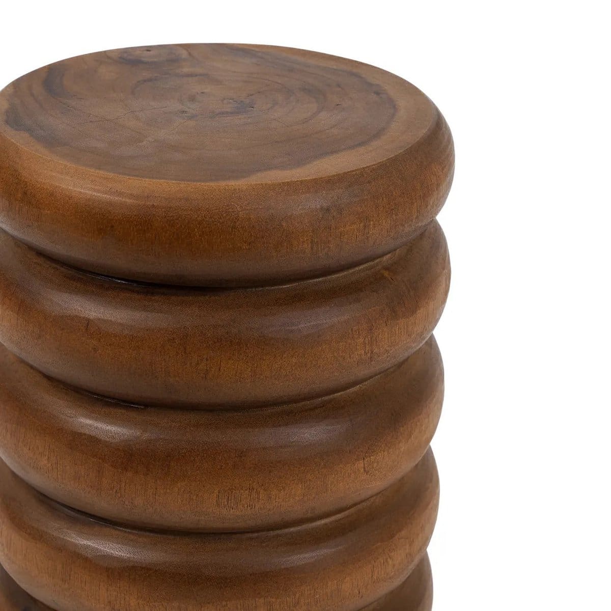 Tabouret Umiko en bois de suar – Design en anneaux et esprit contemporain naturel (pièce neuve)