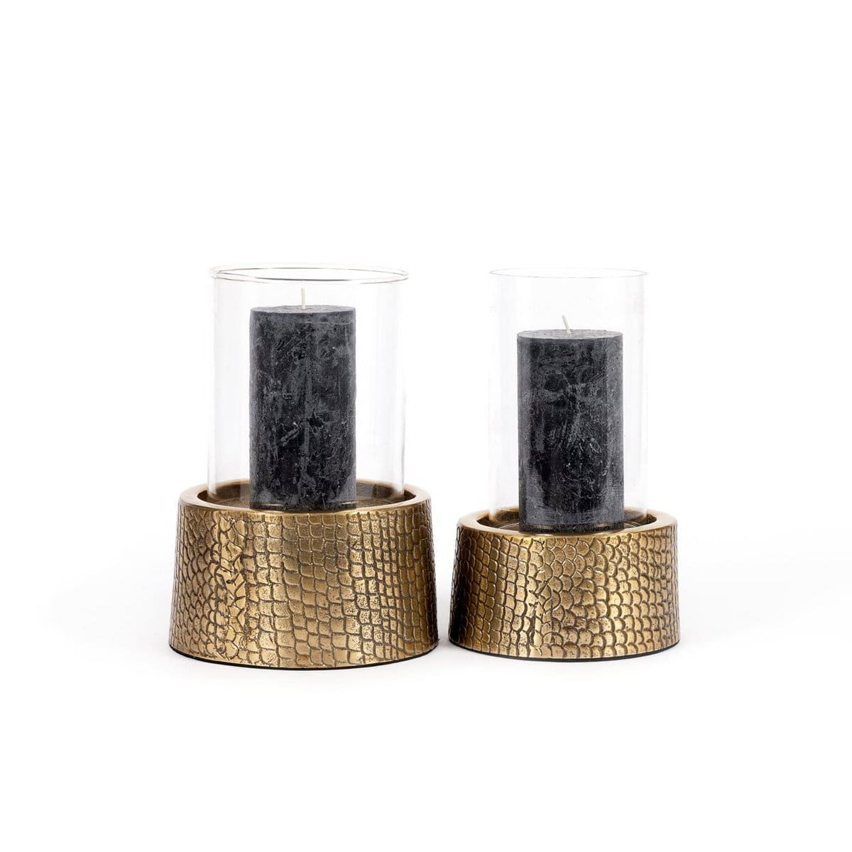 Le Bougeoir Croco avec Verre – Laiton – M