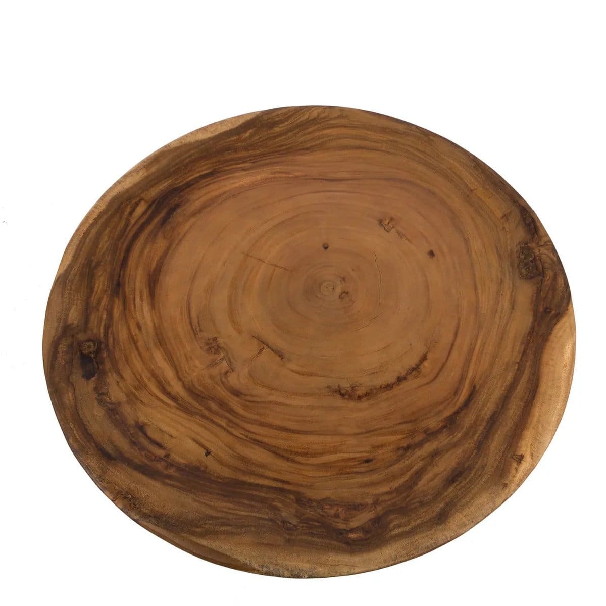 Table basse en bois massif – Design organique en munggur Ø70 cm (pièce neuve)