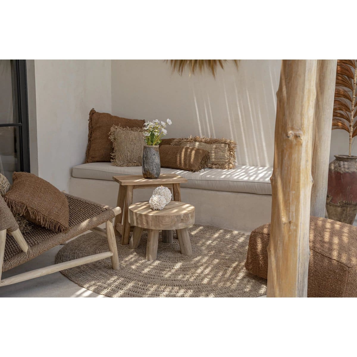 Tapis rond en jonc de mer – Fibres naturelles Ø150 cm (pièce neuve)