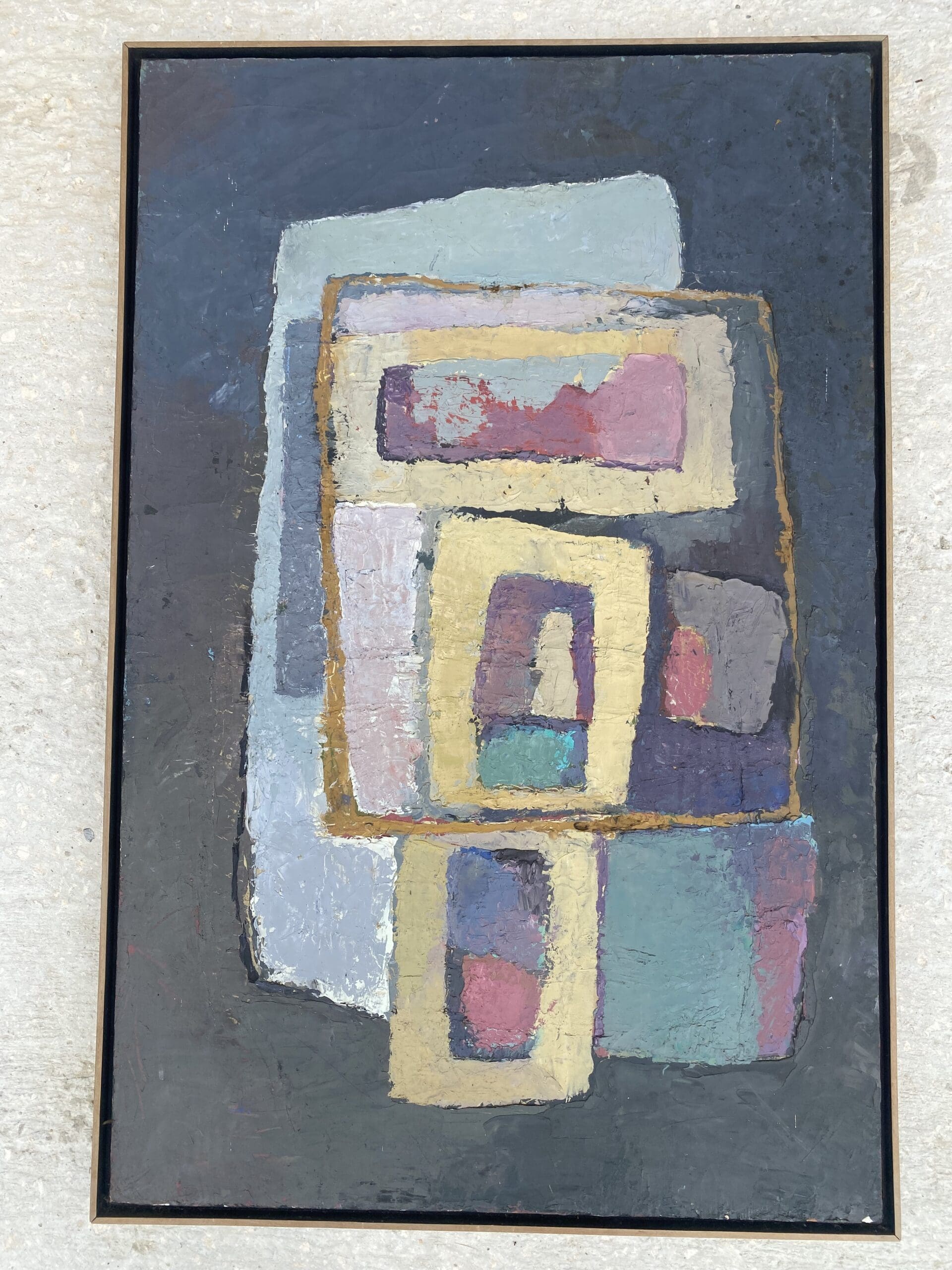 Isadore Lévy – Brewster (1972), grande peinture abstraite à l’huile, 100 x 65 cm